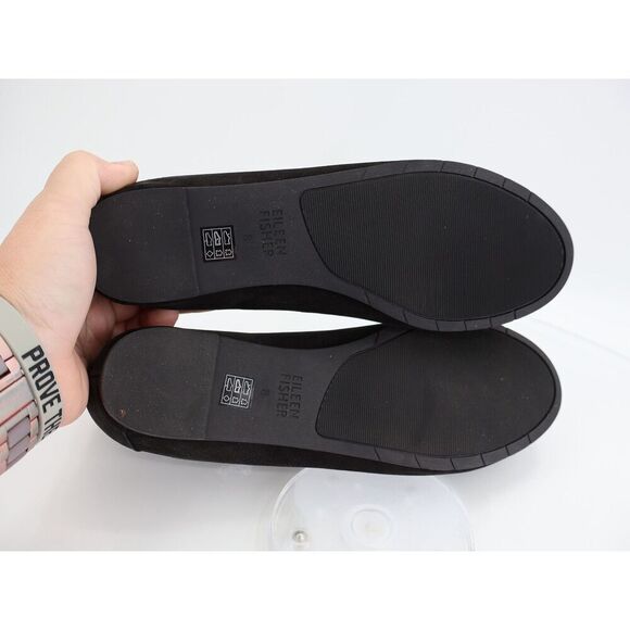 Eileen Fisher Womens Una Hidden Wedge Ballet Flats Size 8 Black Suede Round Toe - Picture 7 of 8